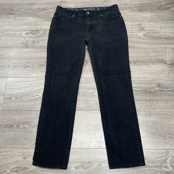 Levi’s 525 Perfect Waist Straight Leg Black Wash Denim Jeans Flap Pockets 14M - Picture 7 of 16